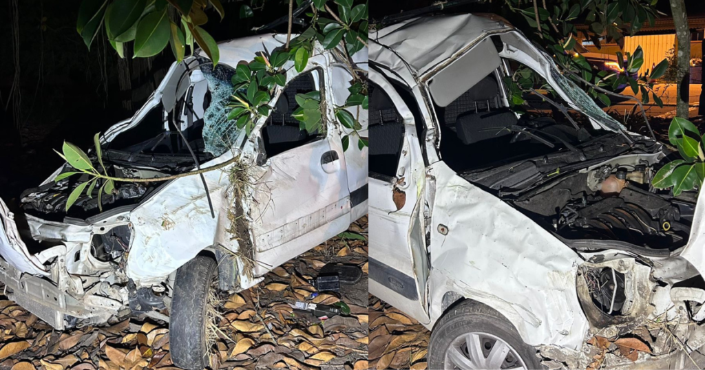Motorista fica gravemente ferido após capotamento em Ilhota