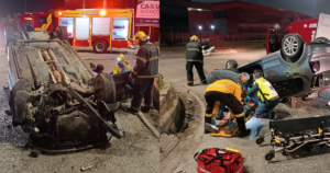 Motorista fica ferido após capotamento em Itajaí